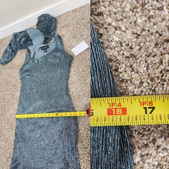 R&M Richards 2 Piece Set Jacket and Dress Metallic Blue Size 4P NWT - Picture 16 of 16